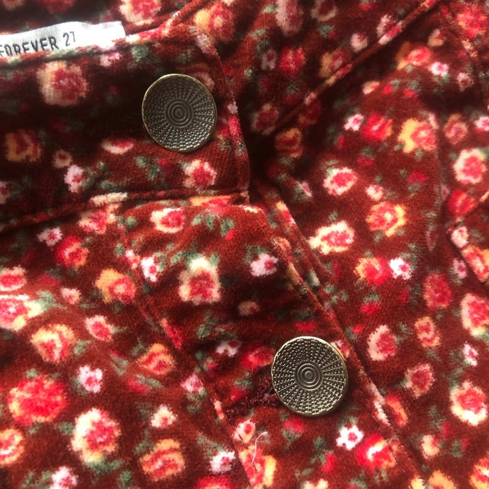 Forever21 Mini Floral A-line Velvet Skirt | Size M - Picture 4 of 7